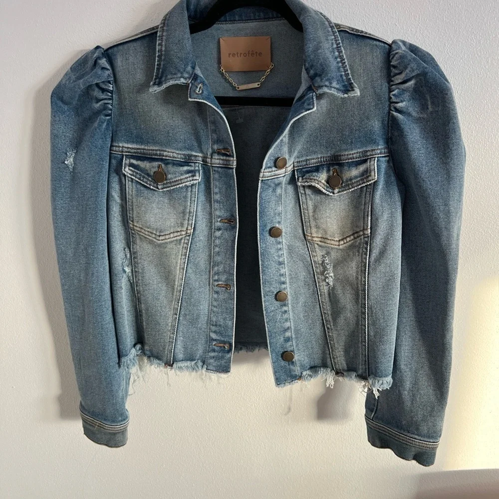 Retrofete Puffed Sleeve Denim Jacket, size XL